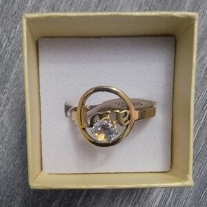 Gold Love Ring with Crystal Accent
